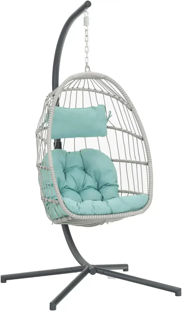 Yechen Indoor Outdoor Egg Hanging Chair Stand Patio Wicker Swing Egg Chair Swinging Chair wourant