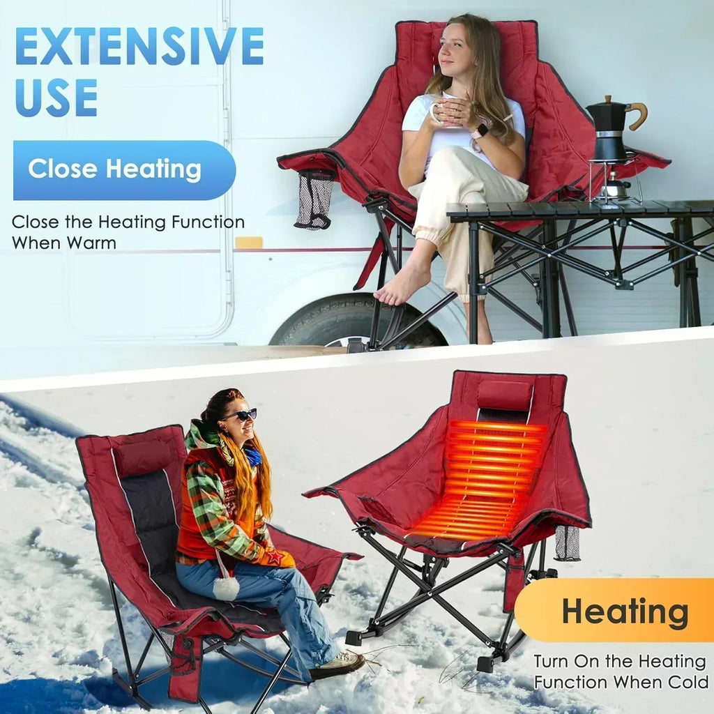 Heated Camping Chair Extra Large Heated Chair Outdoor Sports Chair with 3 Heat Levels on Back wourant