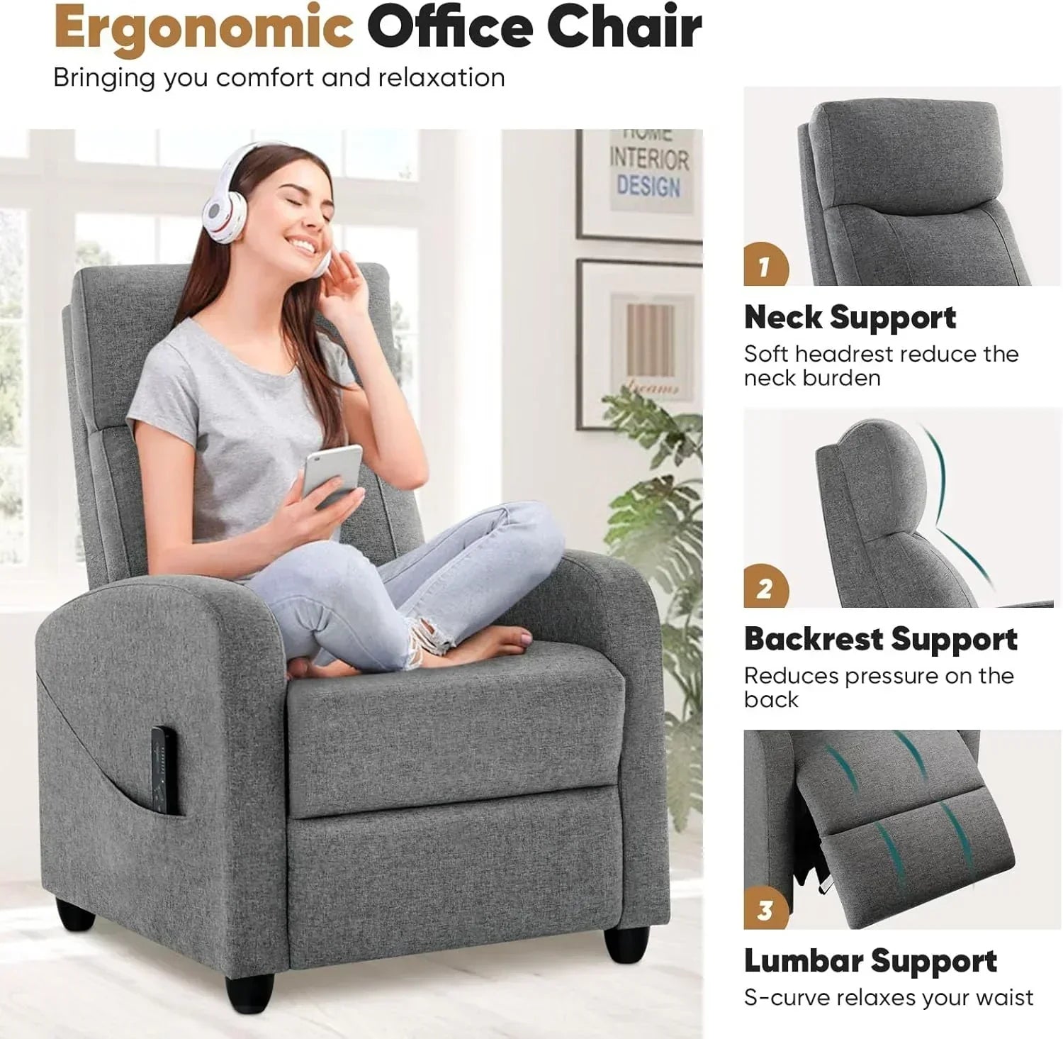 Adult recliner living room massage recliner adjustable home theater chair single sofa wourant