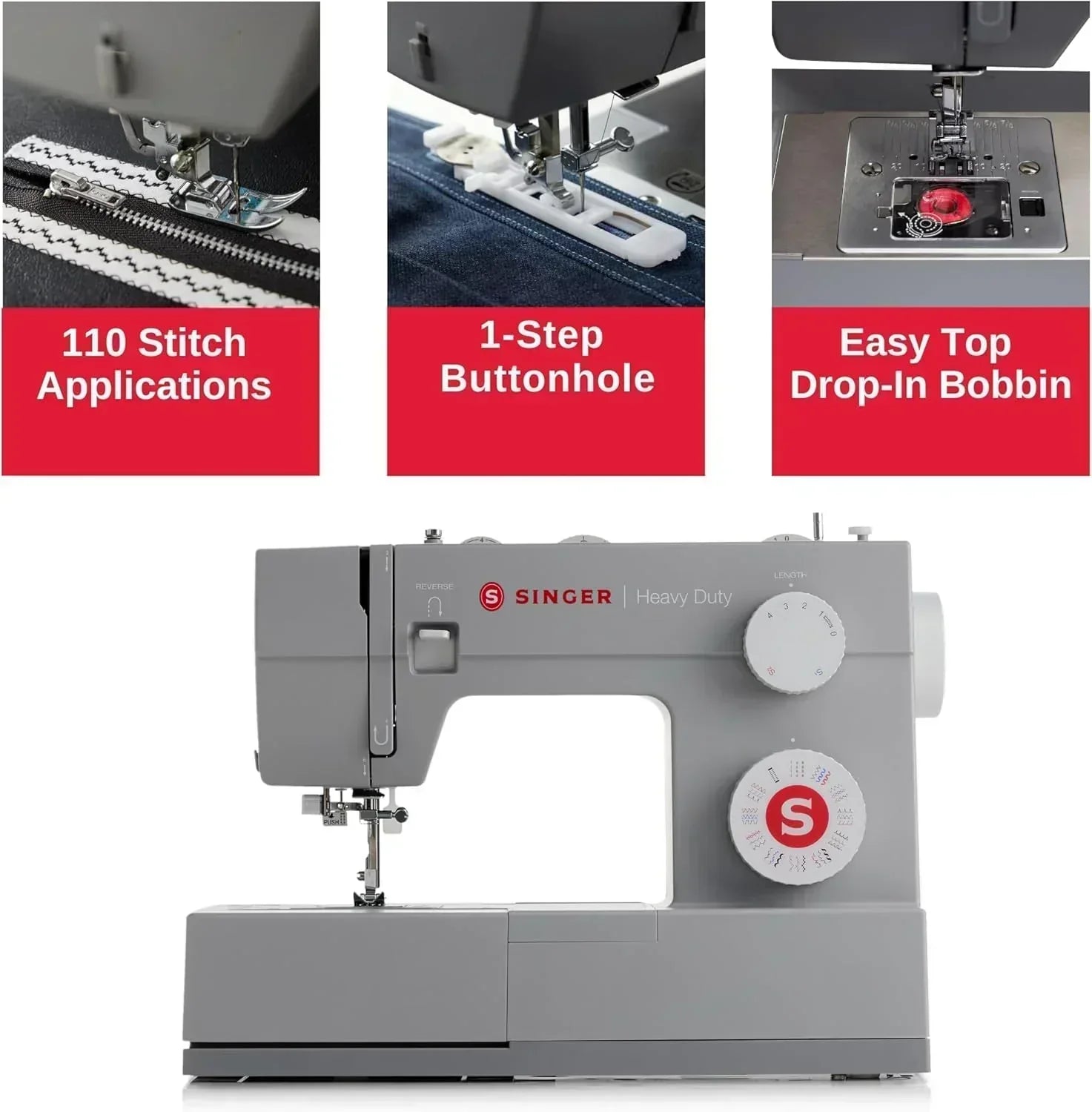 SINGER Heavy Duty 4452 High Speed Sewing Machine Accessory Kit Strong Motor 110 Stitch Applications wourant