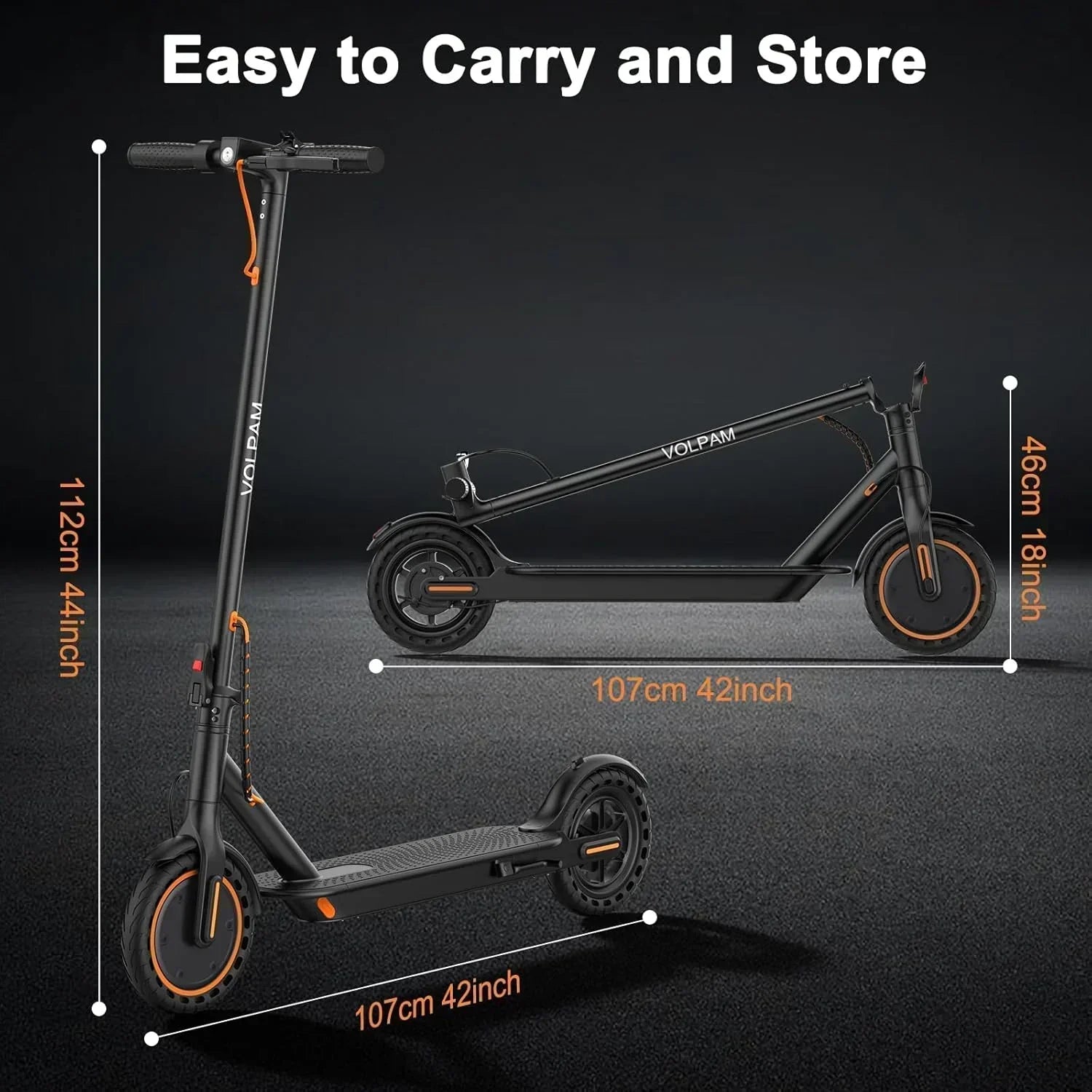 Volpam electric scooter Powerful electric motor Solid tires 28/21/12 mile range wourant