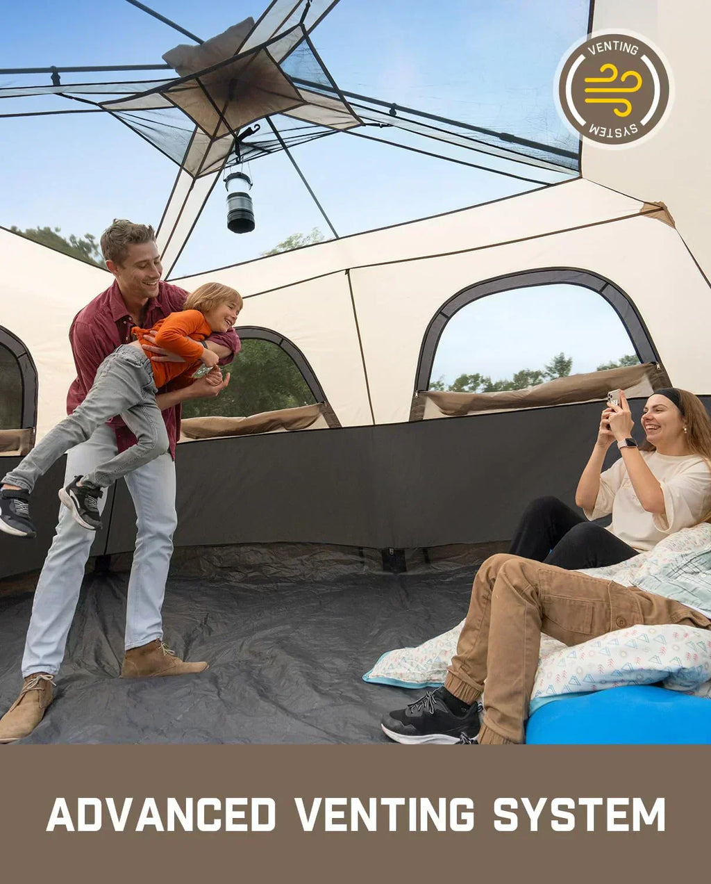 Portable camping tent for 4/6/8/10 people with instant cabin and rainproof and windproof wourant