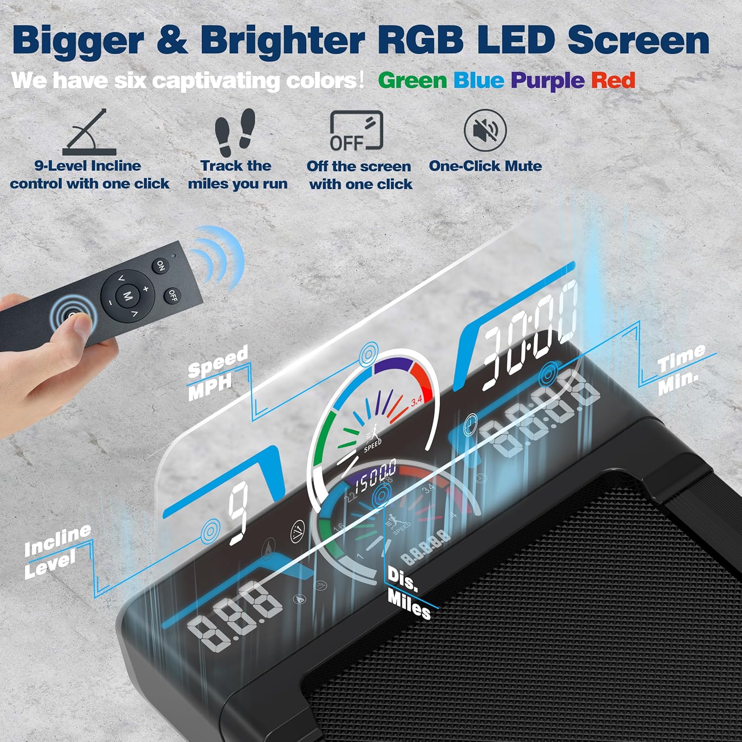 Home compact mountaineering treadmill LED screen Bluetooth speaker wourant