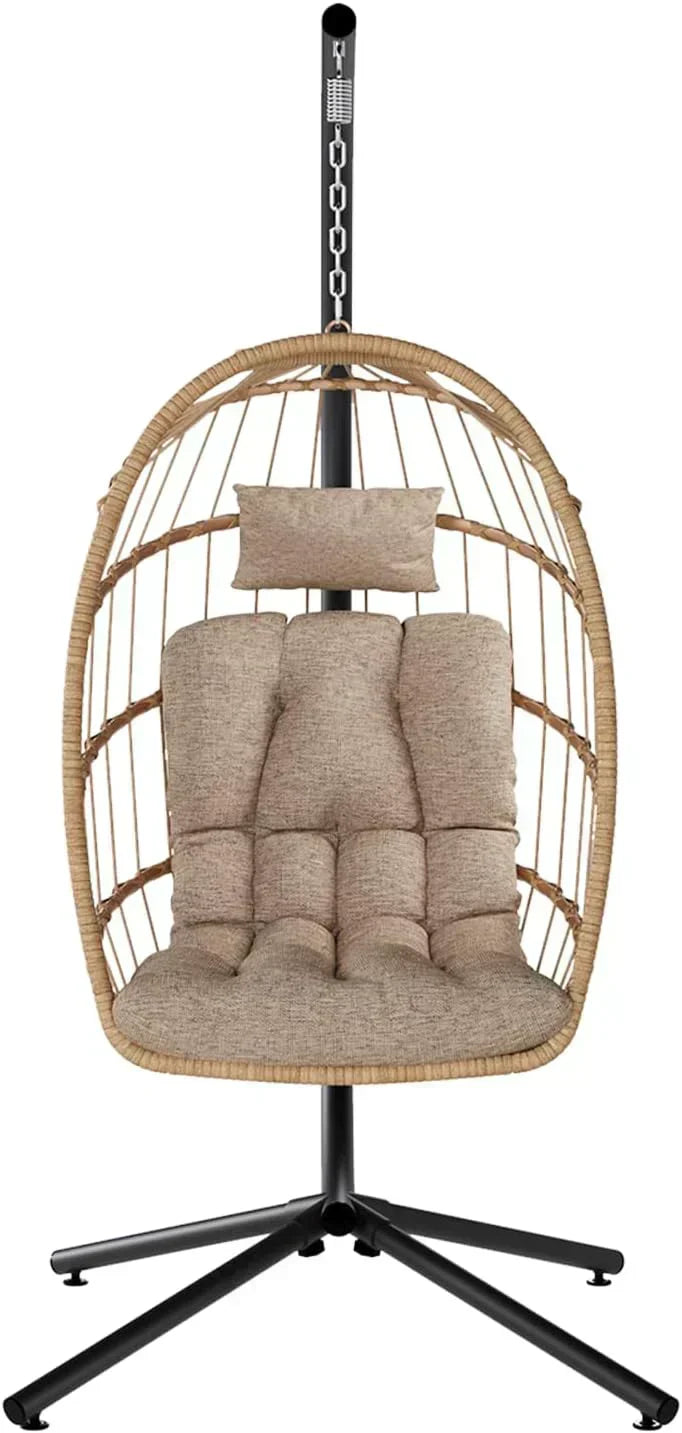 SWITTE Egg Chair Outdoor with Stand Indoor Wicker Hanging Egg Swing Chair with Cushion wourant