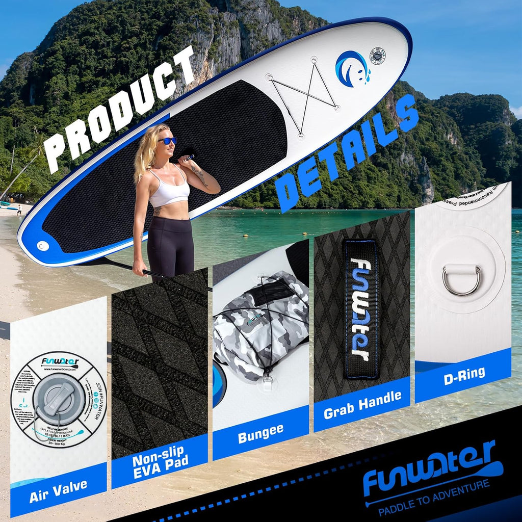 FunWater Stand Up Paddle Board Ultralight Inflatable Paddle Board with SUP Accessories wourant