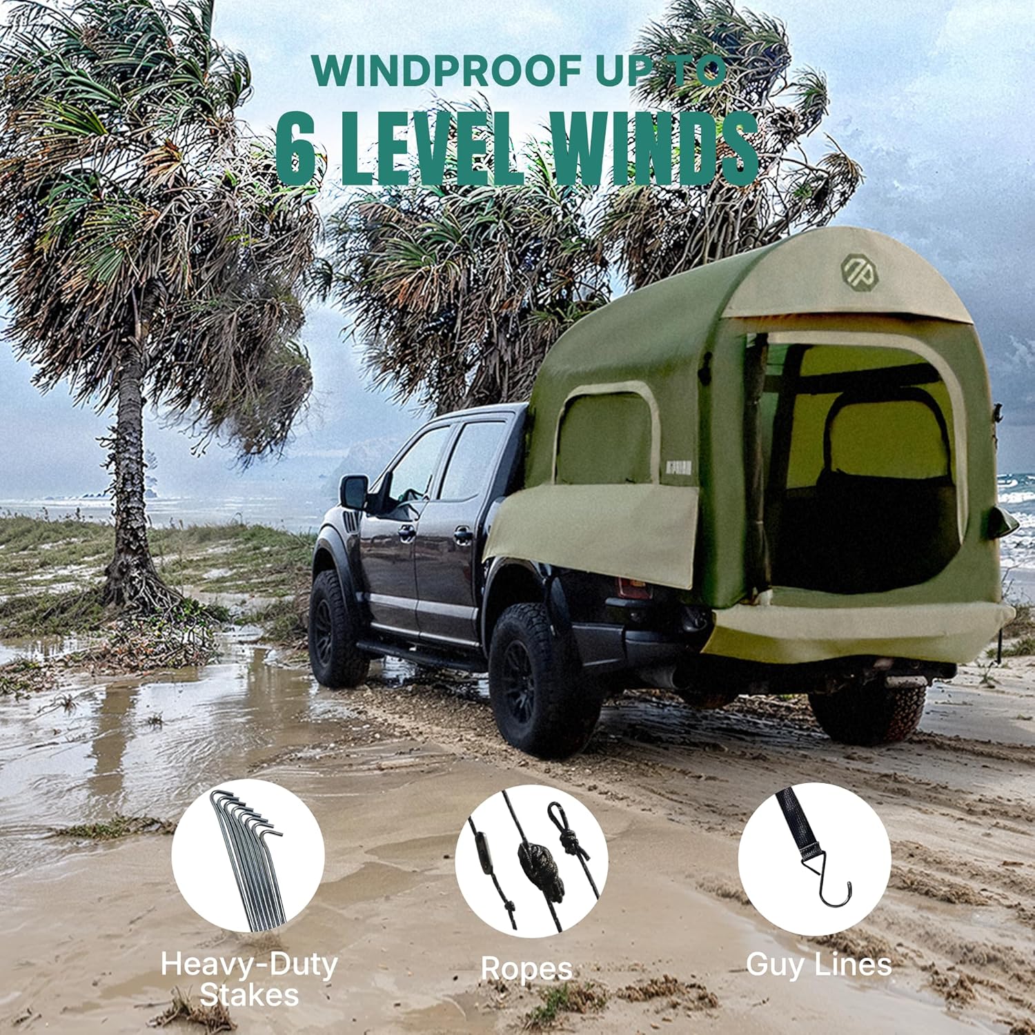 Truck Bed Tent 5.5ft-8ft Suitable for 2+1 People Family Inflatable Pickup Truck Tent wourant