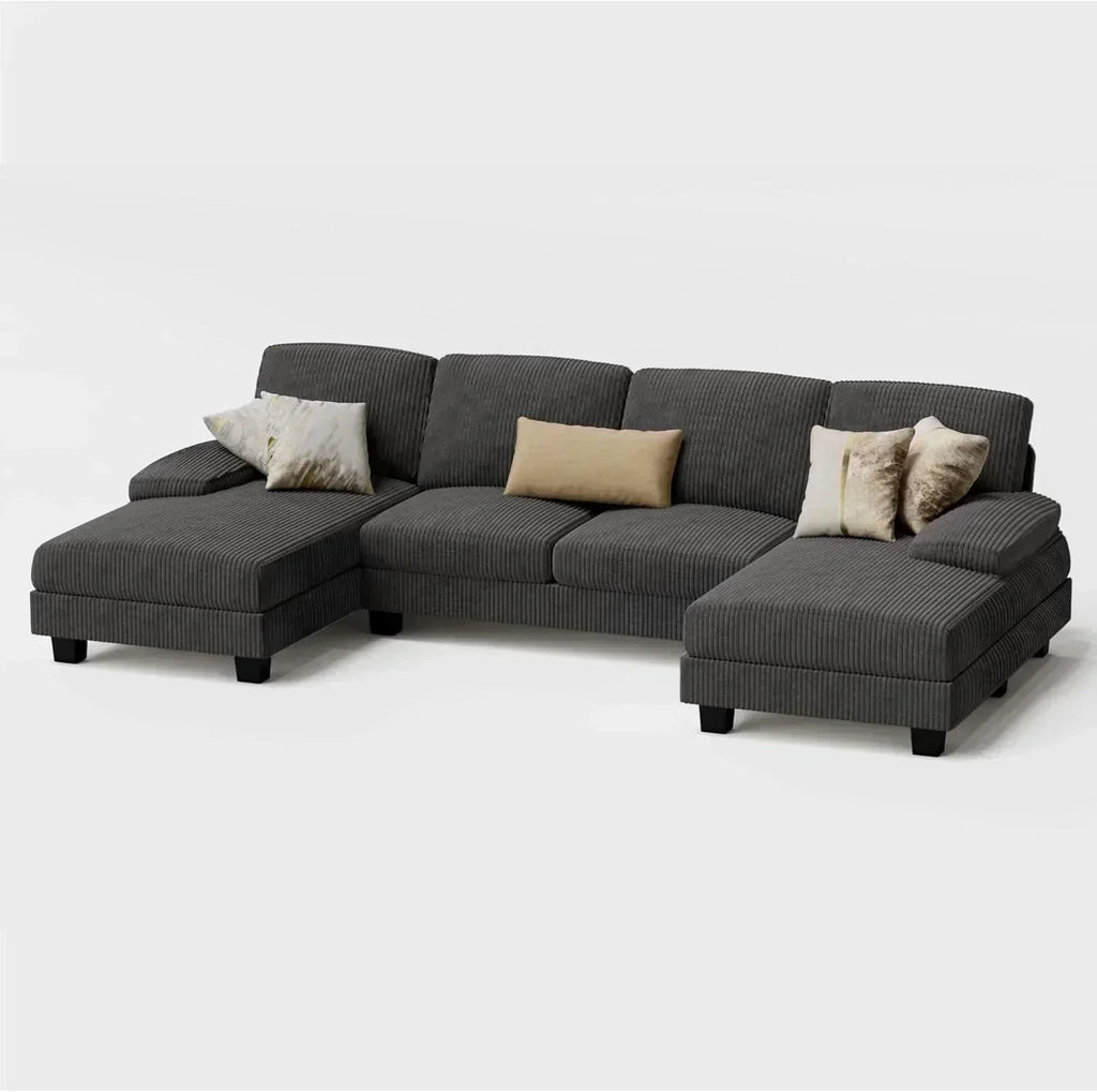 Furmax Sectional Couches for Living Room U-Shaped Sofa Couch Linen Fabric 4 Seat Sofa Set wourant