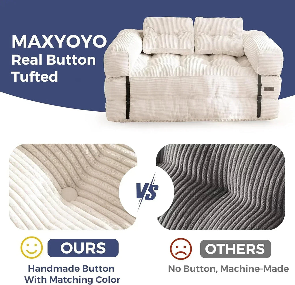 Folding Sofa Bed L-Shaped Convertible Sofa Bed with Armrests and Pillows wourant