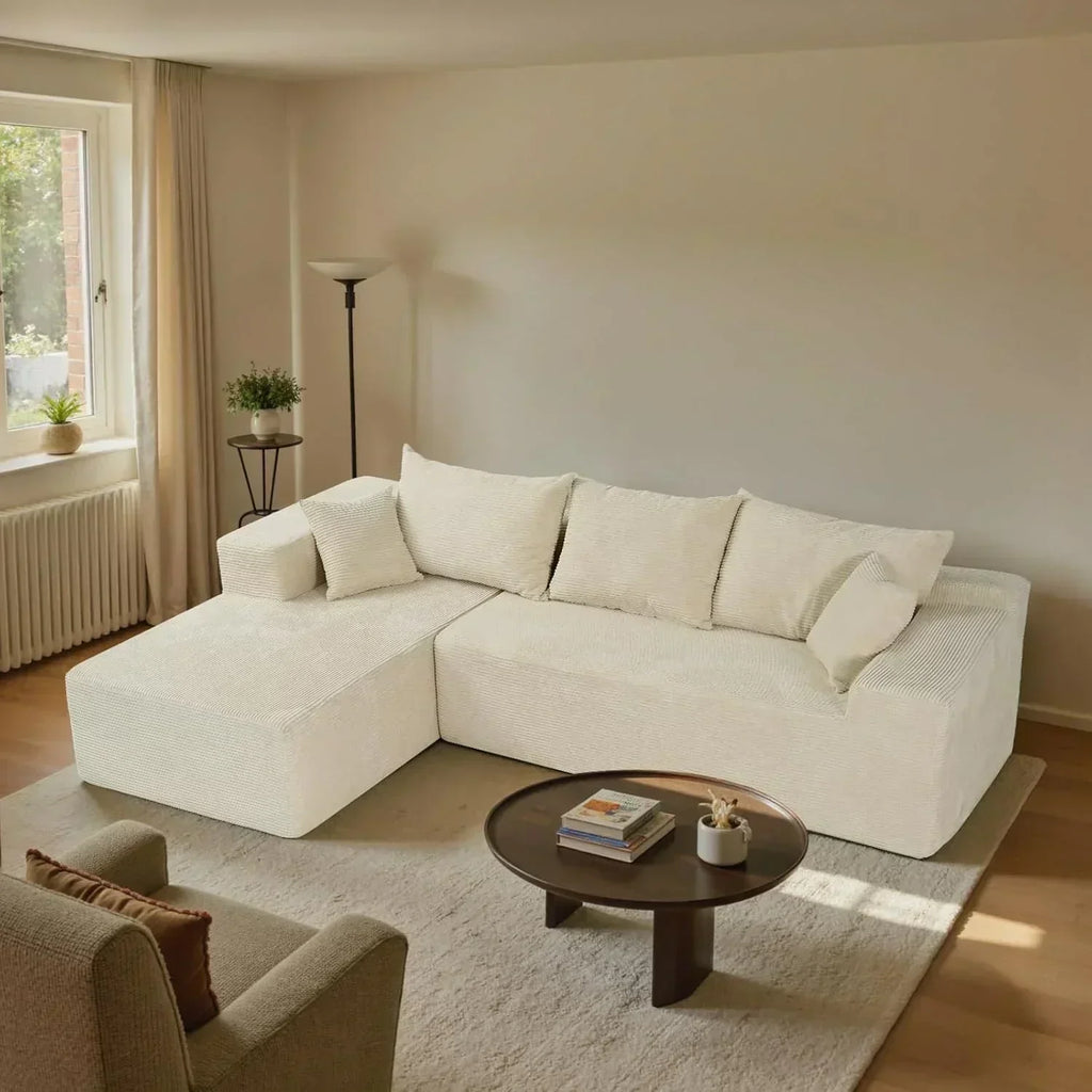 Cloud sofa with L-shaped lounge chair modern modular sofa with deep seats wourant