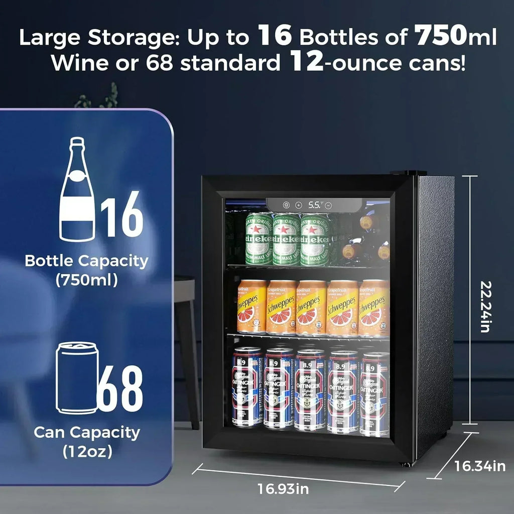 Mini Fridge 130 Can Beverage Refrigerator Cooler Drink Fridge Adjustable Temperature Control wourant