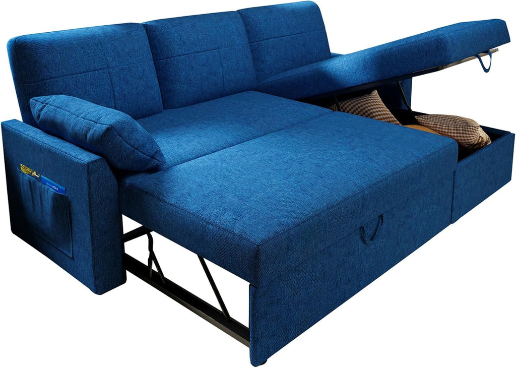 VanAcc Sofa Bed Sleeper Sofa with Storage Chaise 2 in 1 Pull Out Couch Living Room wourant