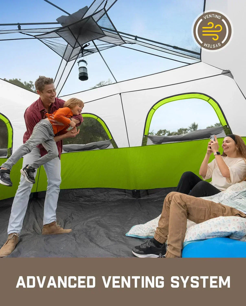 Portable camping tent for 4/6/8/10 people with instant cabin and rainproof and windproof wourant