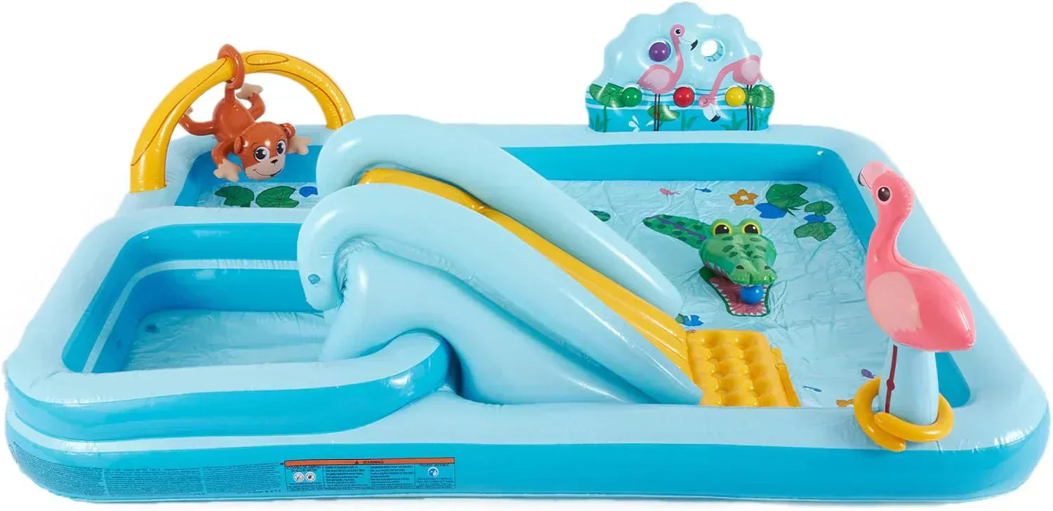 Intex 96" x 78" x 28" Inflatable Jungle Adventure Play Center Spray Kiddie Pool Water Slide wourant