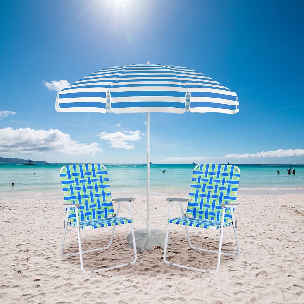 VINGLI Patio Lawn Webbed Folding Chairs Set of 2 Outdoor Beach Portable Lawn Chair wourant