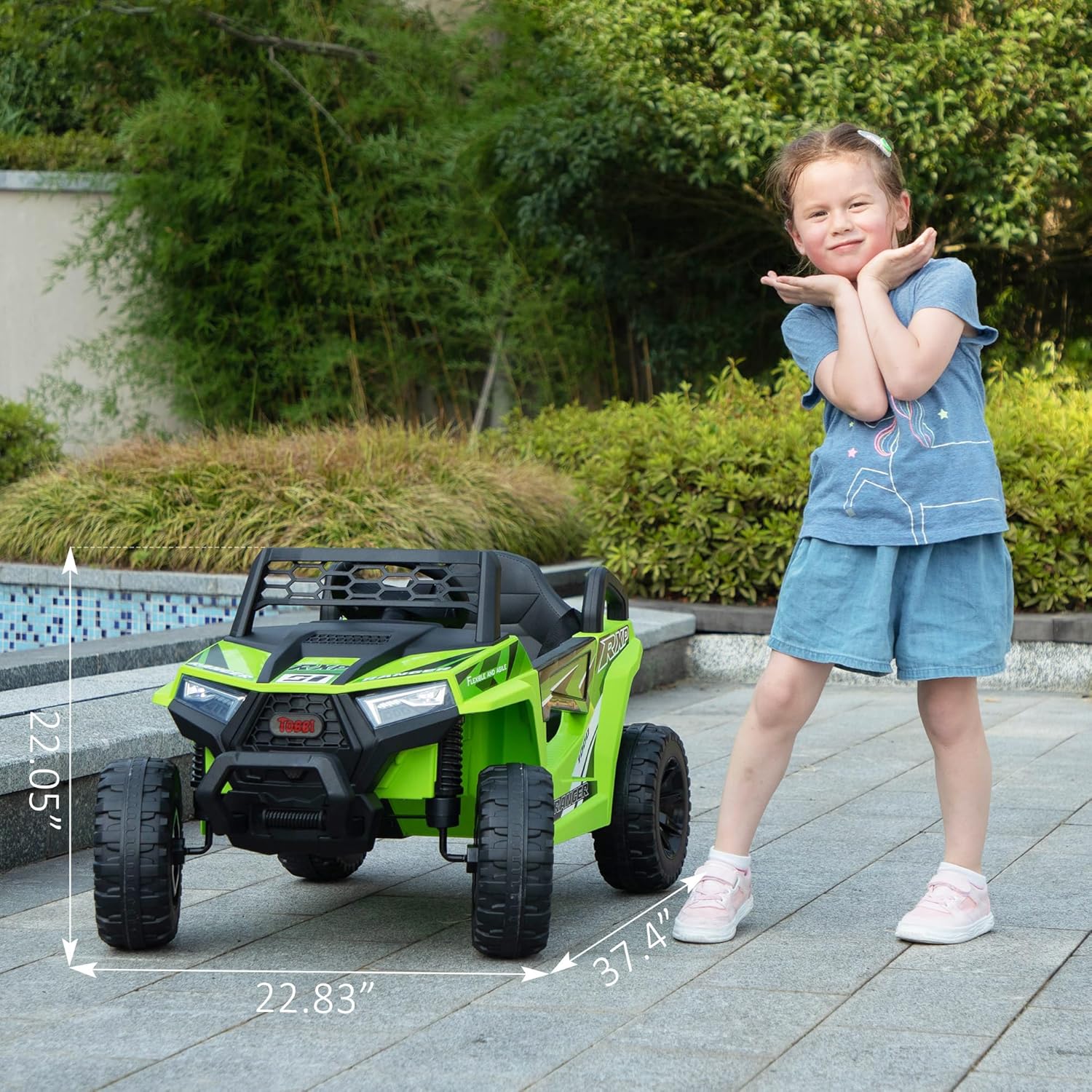 TOBBI 12V Kids Ride on Car Electric Off-Road UTV Truck with Diverse Functions Double Open Doors wourant