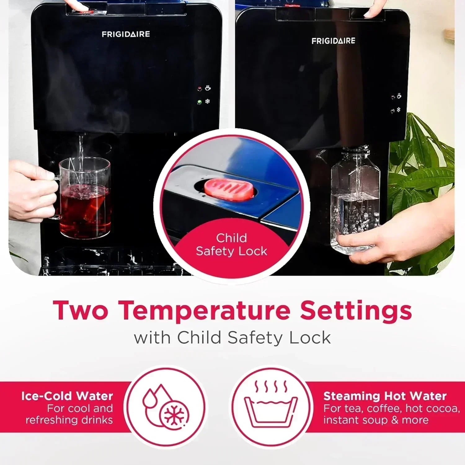 Frigidaire EFWC498 Top Loading Cooler Dispenser Hot & Cold Water Child Safety Lock Innovative Slim wourant