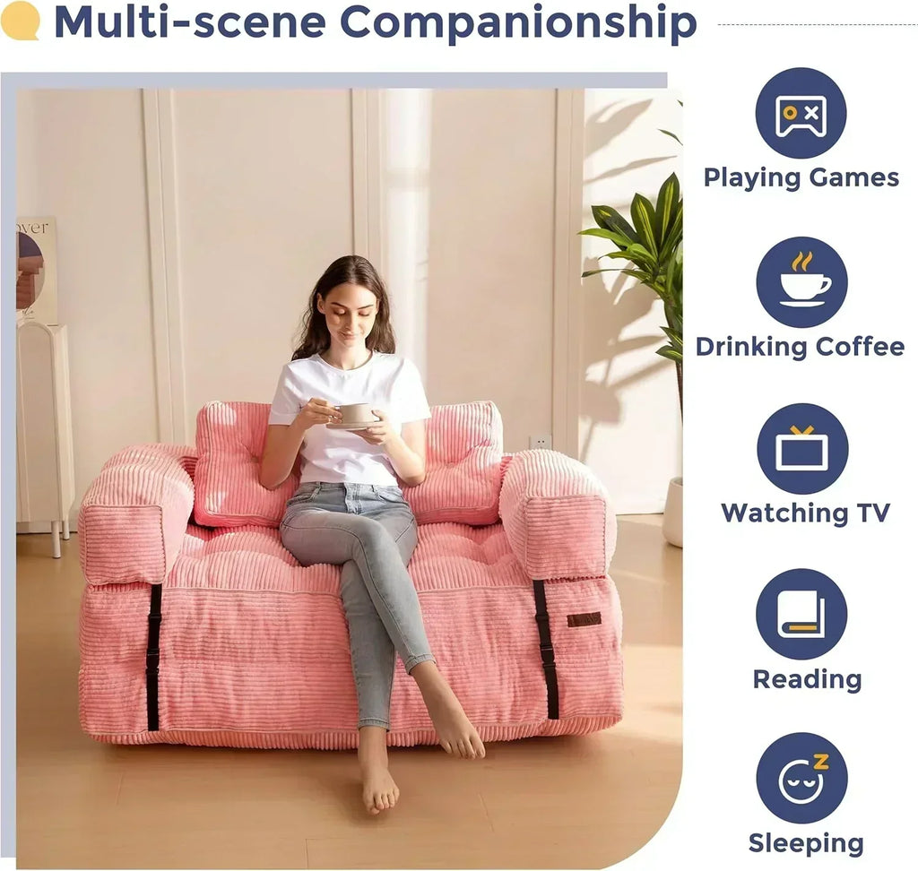 Folding Sofa Bed L-Shaped Convertible Sofa Bed with Armrests and Pillows wourant