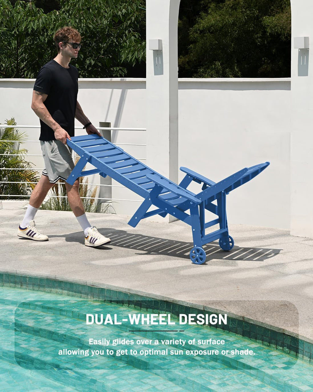 Lounge Chair Outdoor Chaise Lounge HDPE 6-Position Outdoor Chaise Lounge Patio Lounge Chair wourant