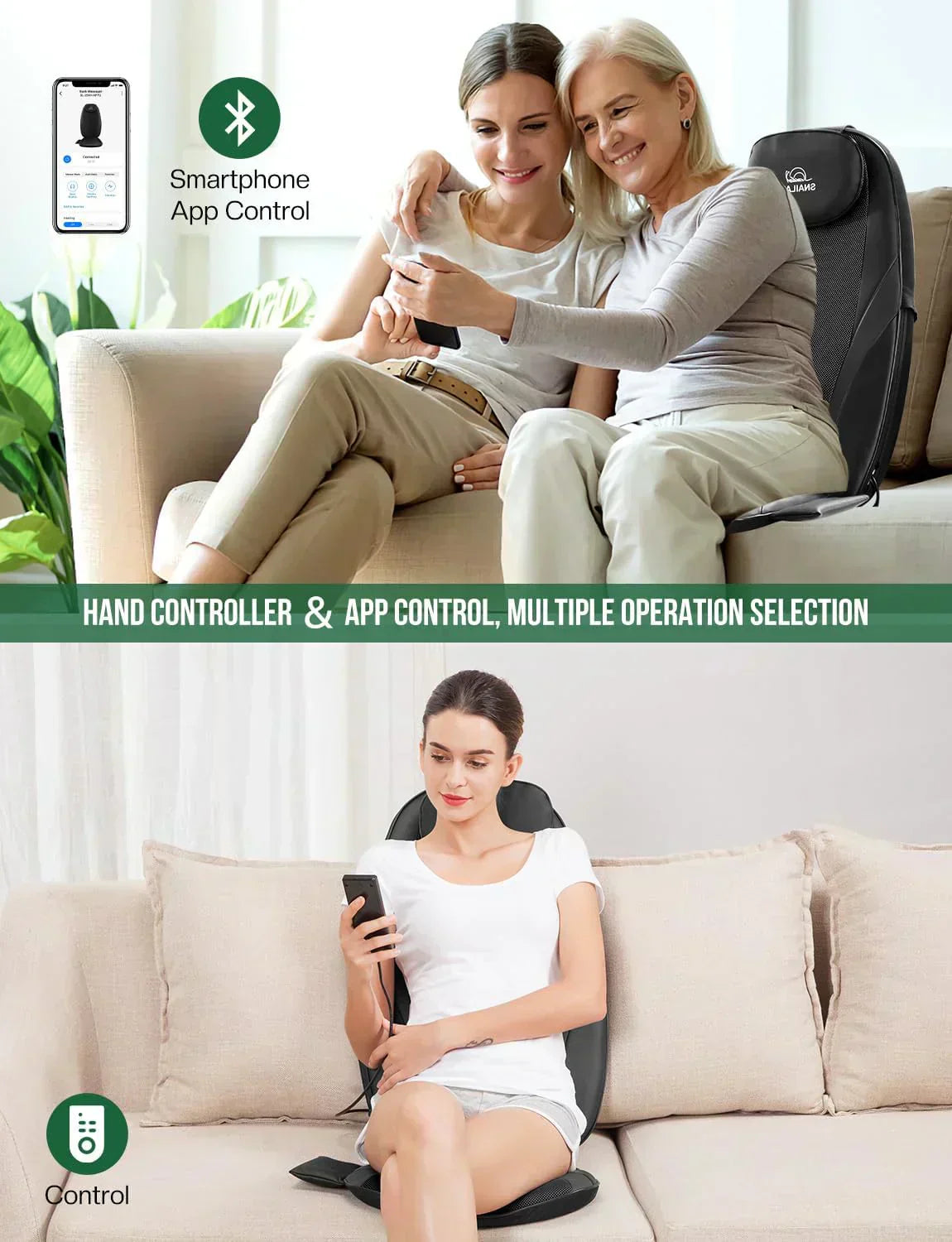 Snailax Shiatsu Massage Cushion with Heat Massage Chair Pad Kneading Back Massager for Home wourant