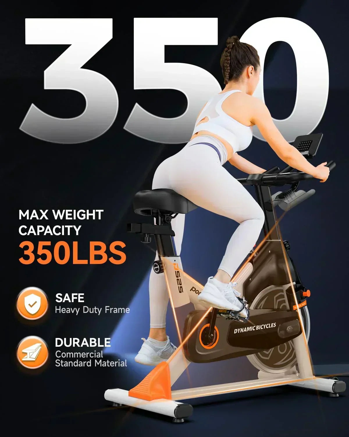 pooboo Exercise Bike Adjustable Magnetic/Brake Pad Resistance Silent Belt Drive Cycling Bike wourant