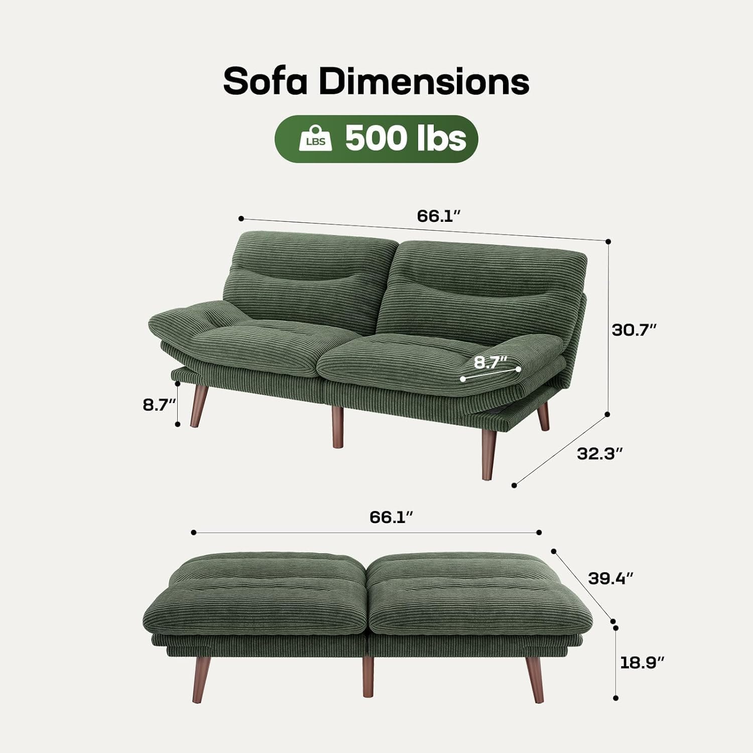 Futon Sofa Bed Futon Sofa Adjustable Back Armrests Converts to Small Sleeper Sofa Bed wourant