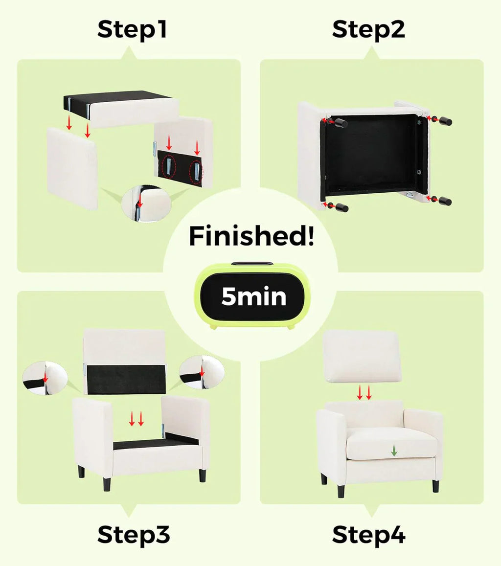 Loveseat Sofa 51" Love Seat Comfy Corduroy Small Loveseat Tool-Free Setup Couch wourant
