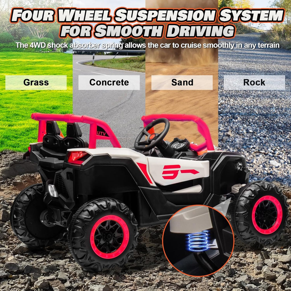 JOYRACER Kids Remote Control Car with 4 x 150W Motors Shock Absorbers Bluetooth MP3 Player wourant