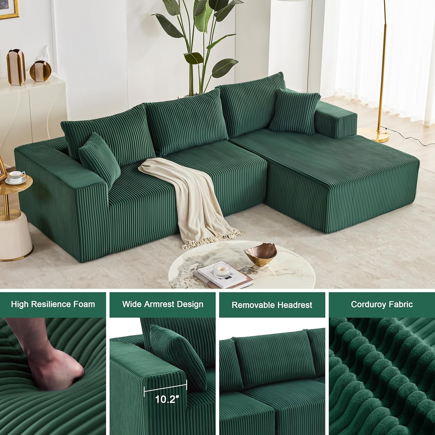 108-inch modular sofa cloud modular sofa with deep seat and reclining chair upholstered sofa wourant