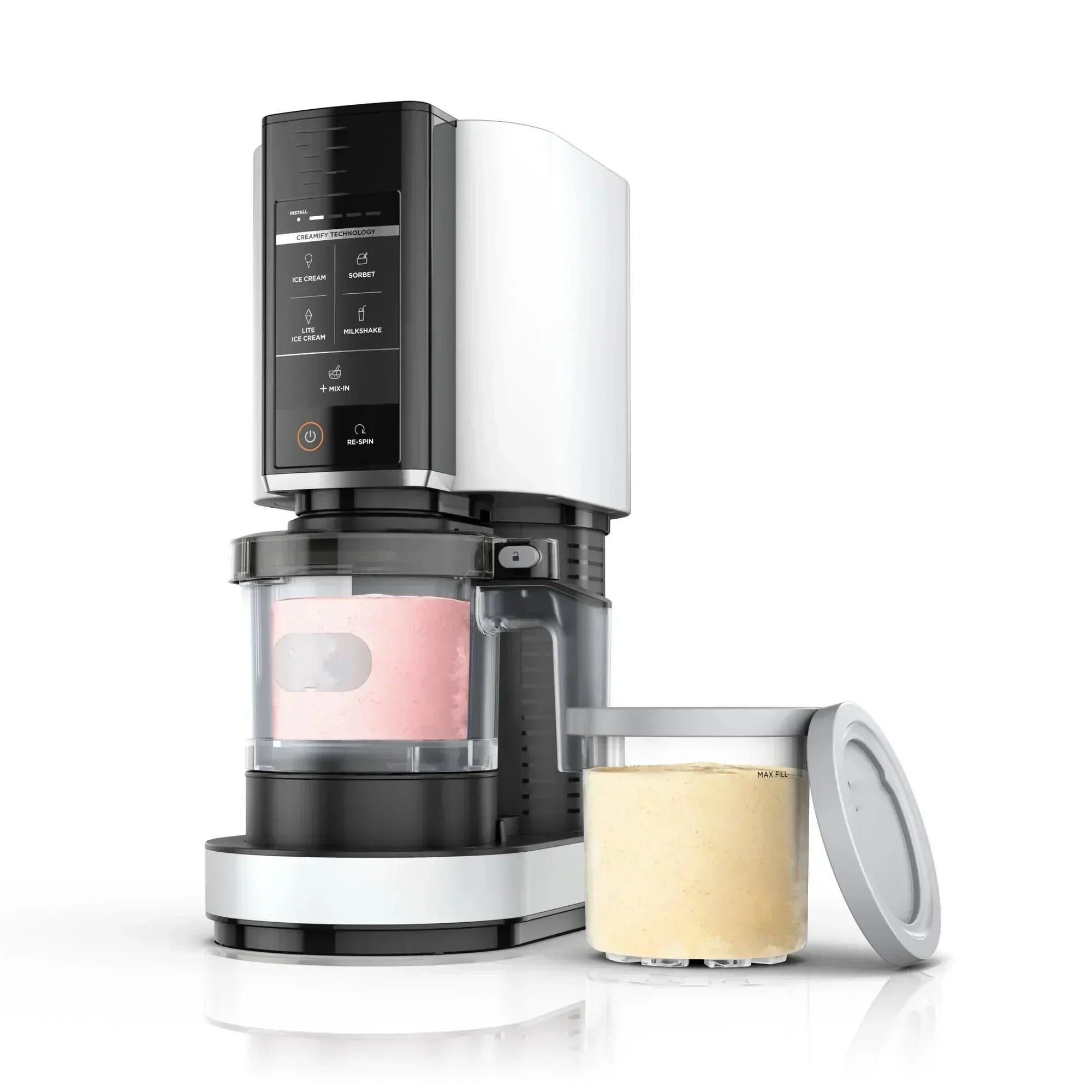 CREAMi Ice Cream Maker 5 One-Touch Programs White Includes 2 16oz Pints with Storage Lids wourant