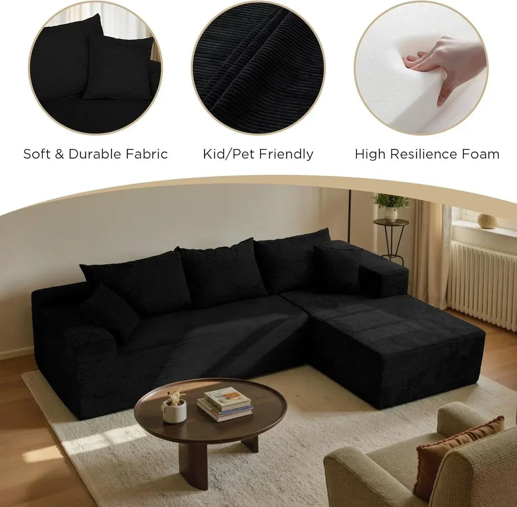Cloud sofa with L-shaped lounge chair modern modular sofa with deep seats wourant