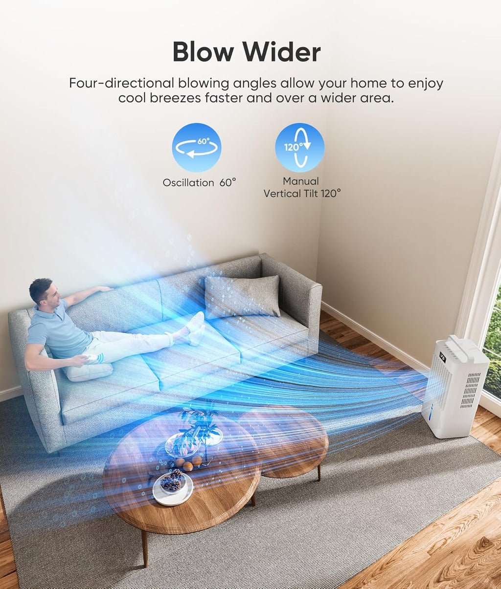Windowless Portable Air Conditioners Evaporative Air Cooler 3 Modes & 3 Speeds 12H Timer wourant