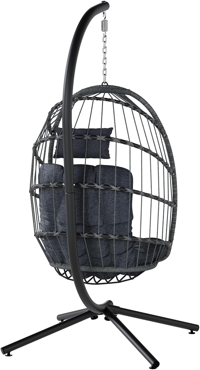 SWITTE Egg Chair Outdoor with Stand Indoor Wicker Hanging Egg Swing Chair with Cushion wourant