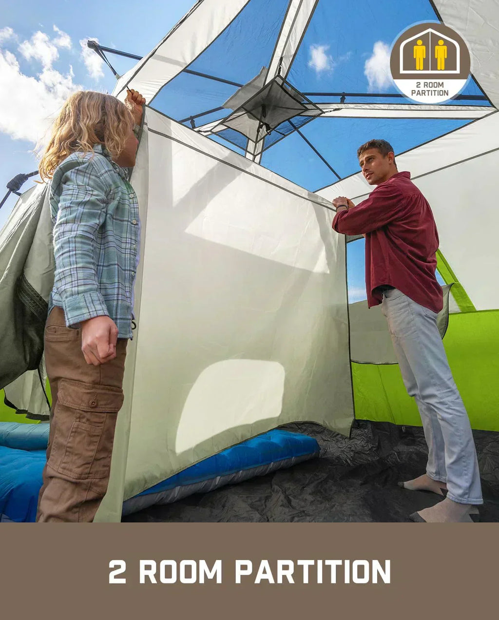 Portable camping tent for 4/6/8/10 people with instant cabin and rainproof and windproof wourant
