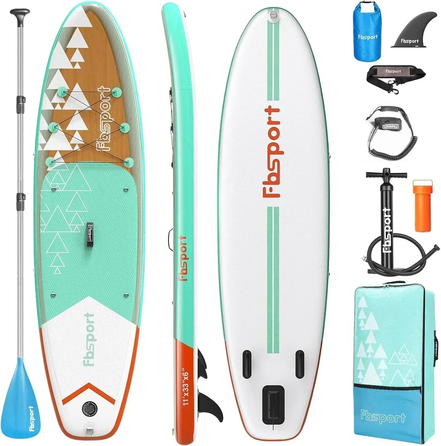 FBSPORT 11' Premium Stand Up Paddle Board Yoga Board with Durable SUP Accessories Carry Bag wourant