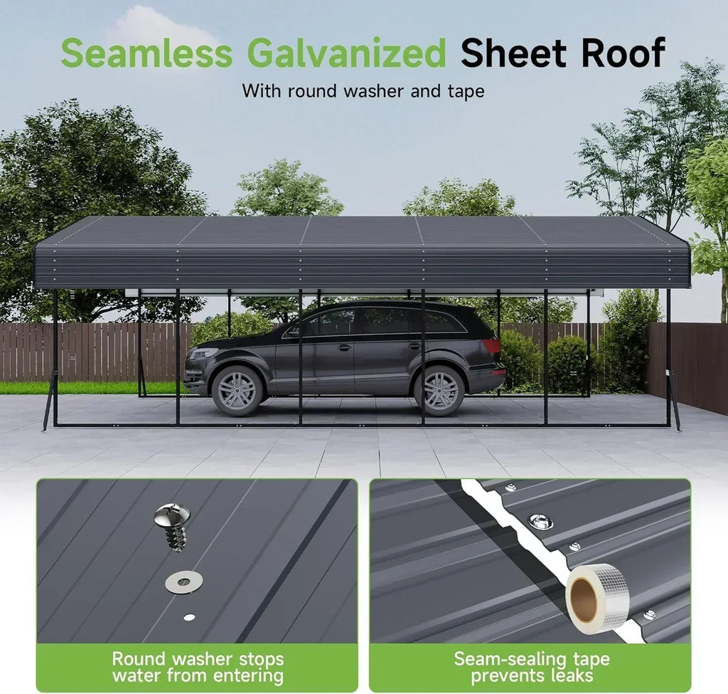 10'x15' Heavy Duty Metal Carport Outdoor Garage Car Shelter Shade with Heavier Frame wourant