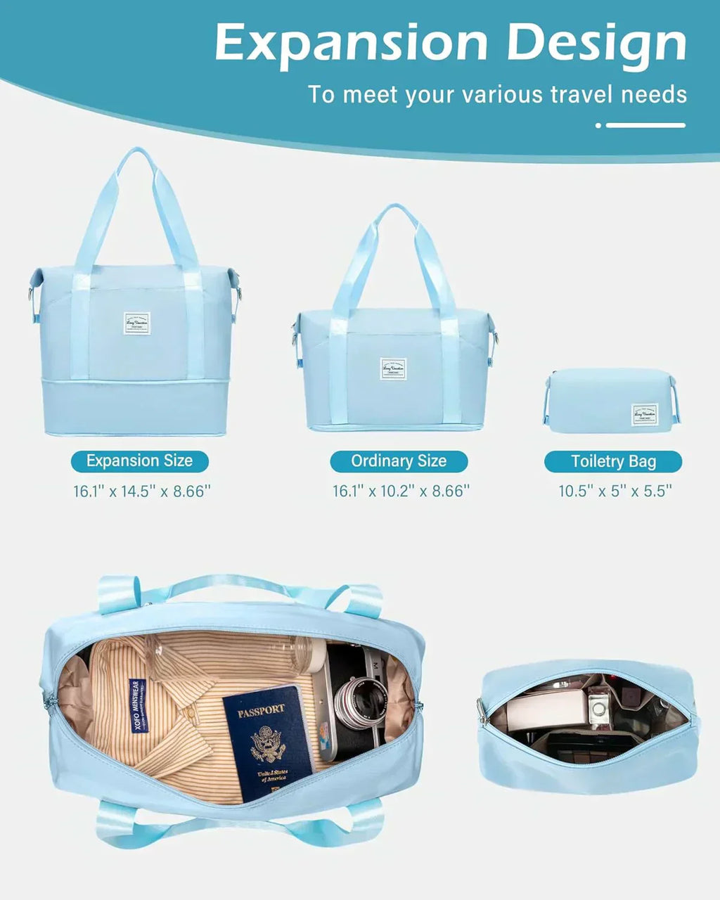 LONG VACATION 6 Piece Luggage Set Carry on Suitcase with ABS+PC hardshell Spinner Wheels wourant