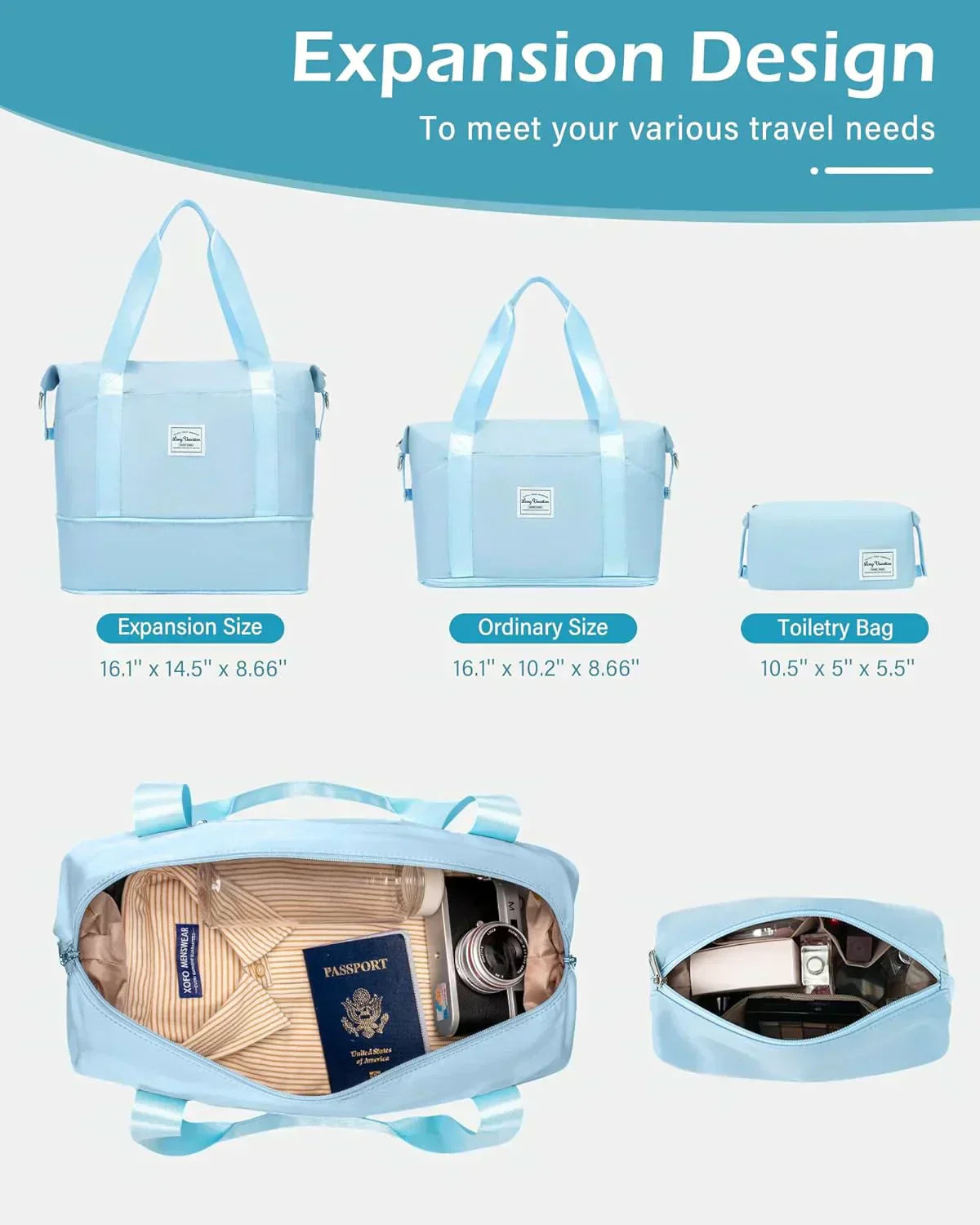 LONG VACATION 6 Piece Luggage Set Carry on Suitcase with ABS+PC hardshell Spinner Wheels wourant