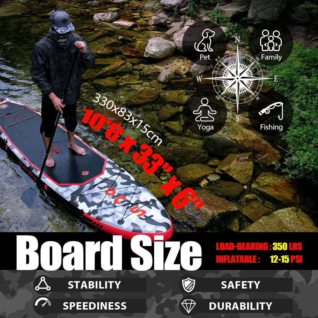 FunWater Inflatable Stand Up Paddle Board Premium SUP Paddle Accessories EVA Deck wourant