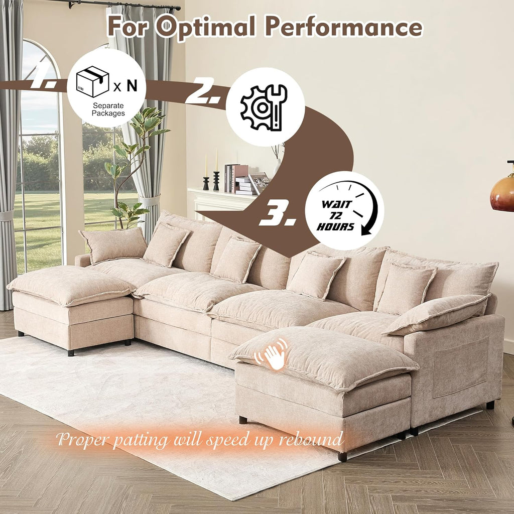108" U-shaped sofa modular sofa Comfortable cloud sofa wourant