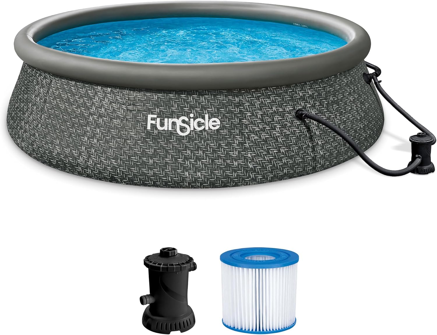 Funsicle 12 Foot by 36 Inch Quickset Round Inflatable Ring Top Outdoor Swimming Pool Set wourant