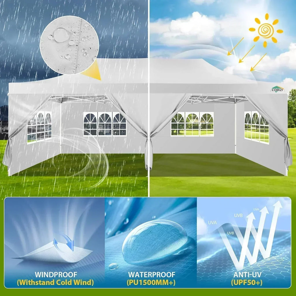 COBIZI 10x20 Heavy Duty Pop up Canopy Tent 6 sidewalls Commercial Canopy Wedding Party Tents wourant