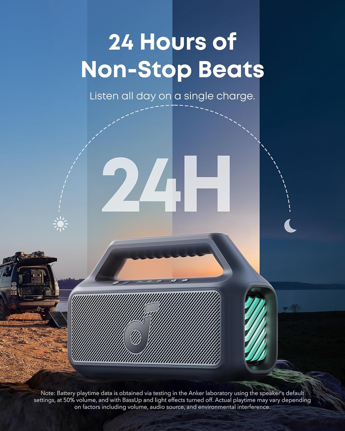 Outdoor Speaker 80W Subwoofer BassUp 2.0 24H Playtime IPX7 Waterproof Floatable RGB Lights wourant