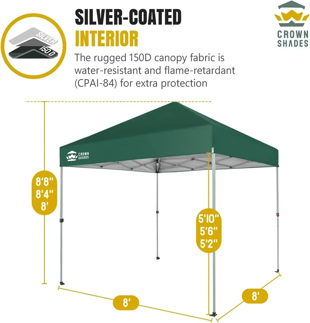 10x10 Pop-Up Awning One-Click Installation Beach Tent Outdoor Sunshade Silver Coated Top wourant