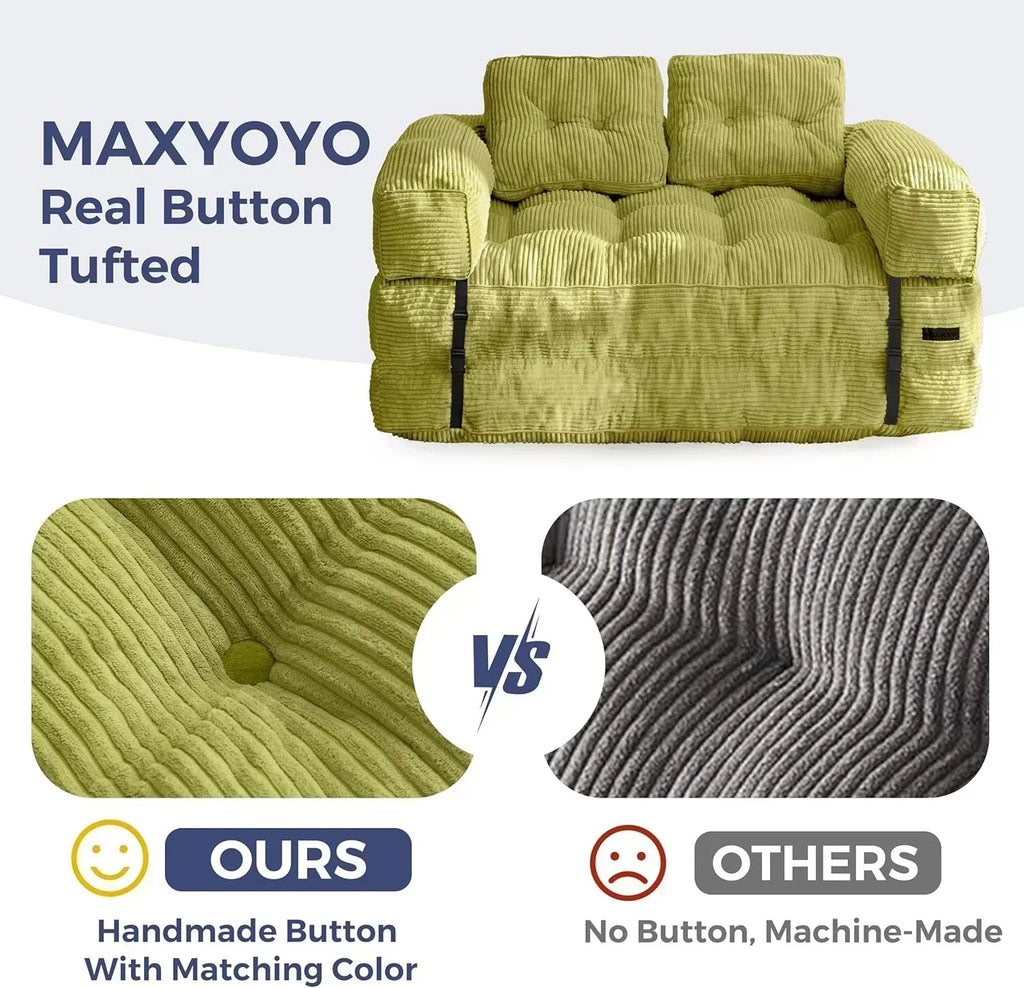 Folding Sofa Bed L-Shaped Convertible Sofa Bed with Armrests and Pillows wourant