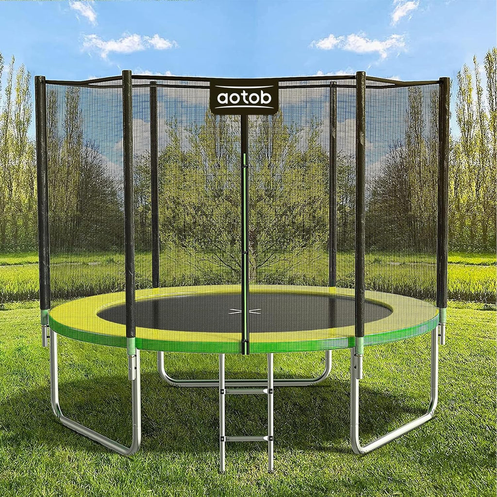 AOTOB 8FT 10FT 12FT 14 FT 15FT Trampoline with Safety Enclosure Net Outdoor Trampoline wourant