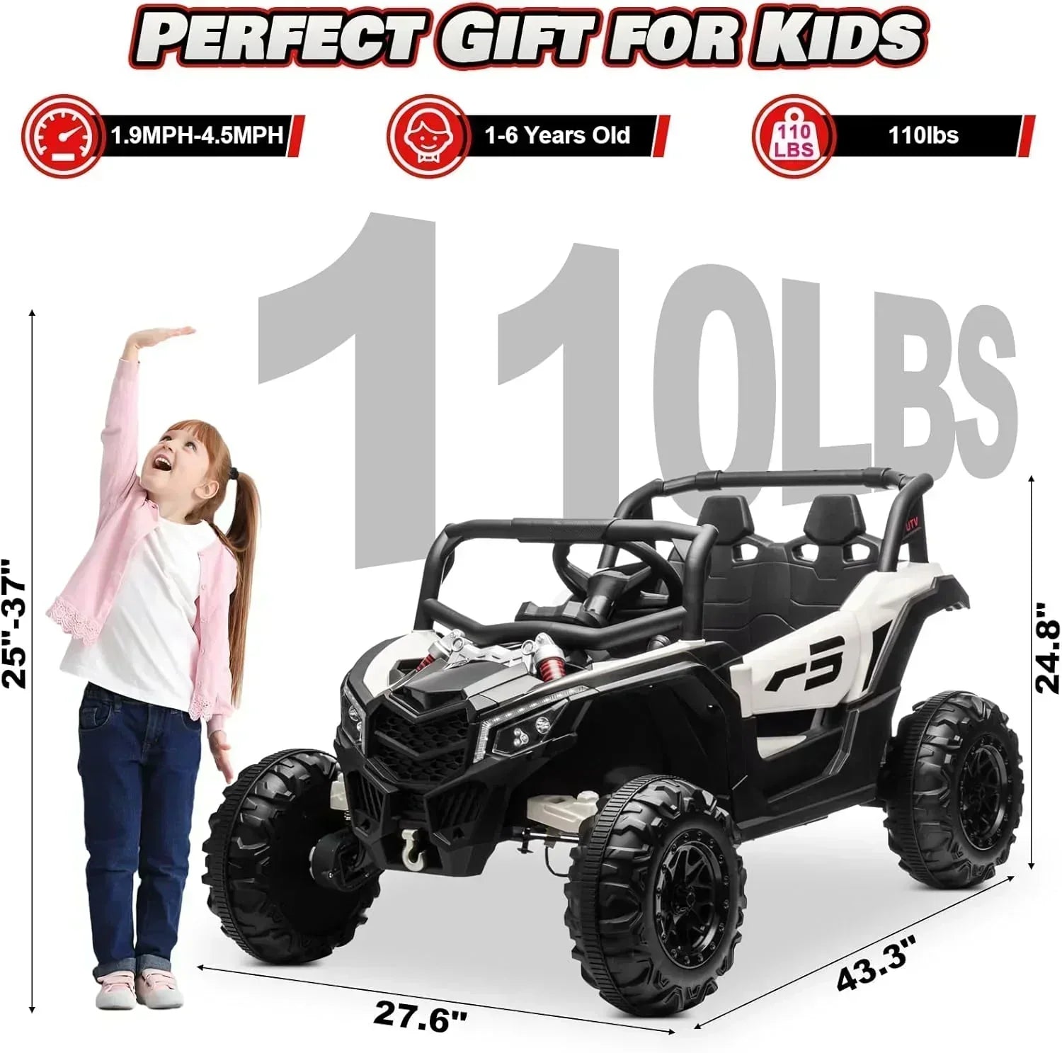 JOYRACER Kids Remote Control Car with 4 x 150W Motors Shock Absorbers Bluetooth MP3 Player wourant