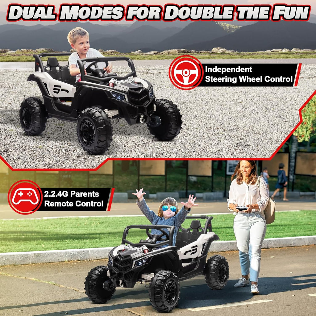 JOYRACER Kids Remote Control Car with 4 x 150W Motors Shock Absorbers Bluetooth MP3 Player wourant