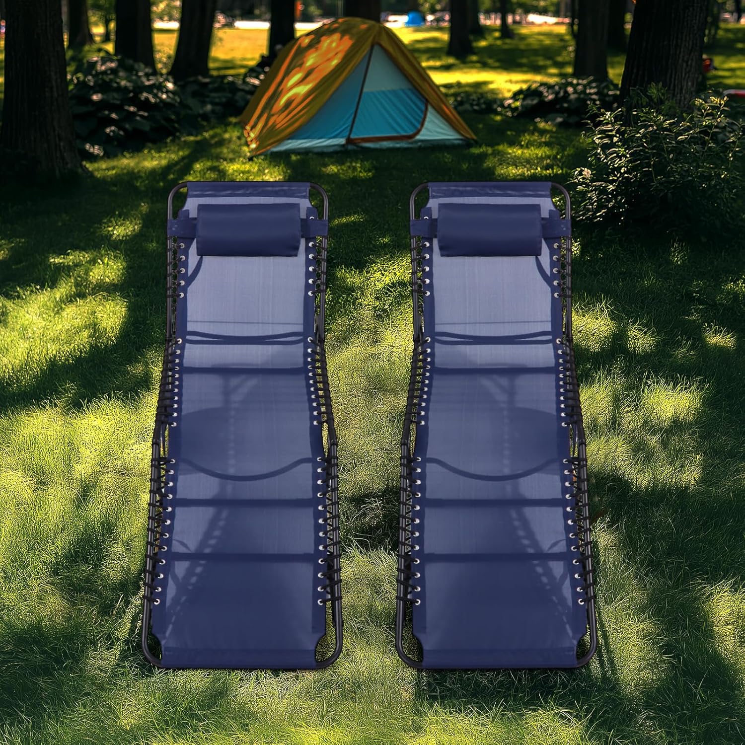 Unovivy Outdoor Chaise Lounge Chairs Portable Folding Pool Lounge Chair with Reclining Back wourant