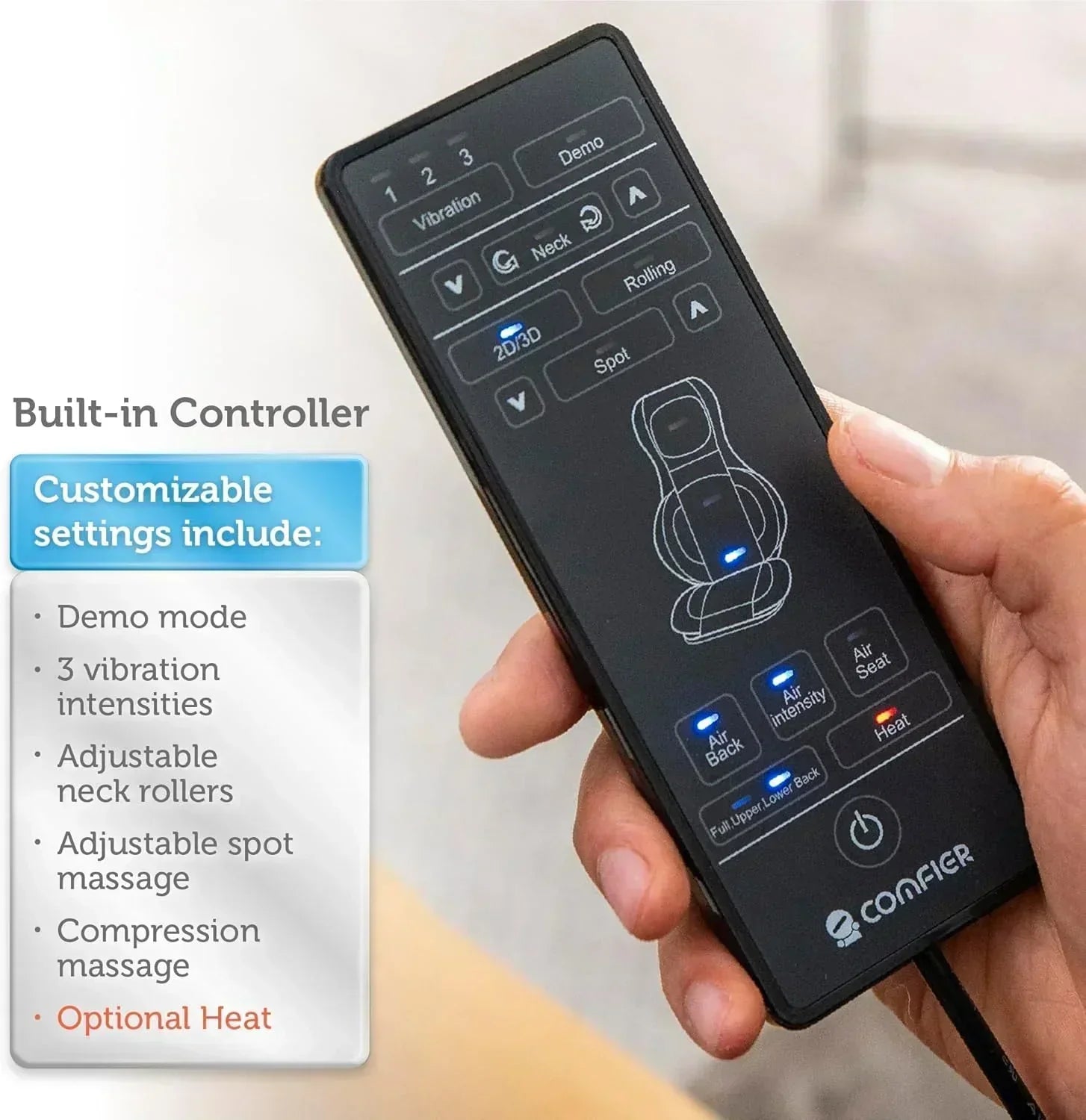 COMFIER Massager Chair with Heat Shiatsu Neck Back Massager Portable with Compress wourant