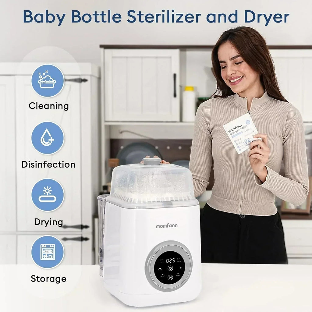 Baby Bottle Washer-19 Min Rapid Wash Sterilizer and Dryer All-in-One Cleaner Bottles Pump Parts wourant